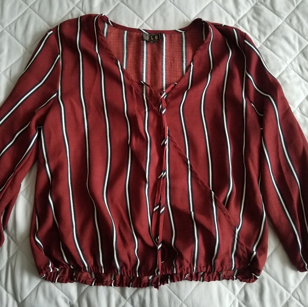 OLM size medium red striped blouse